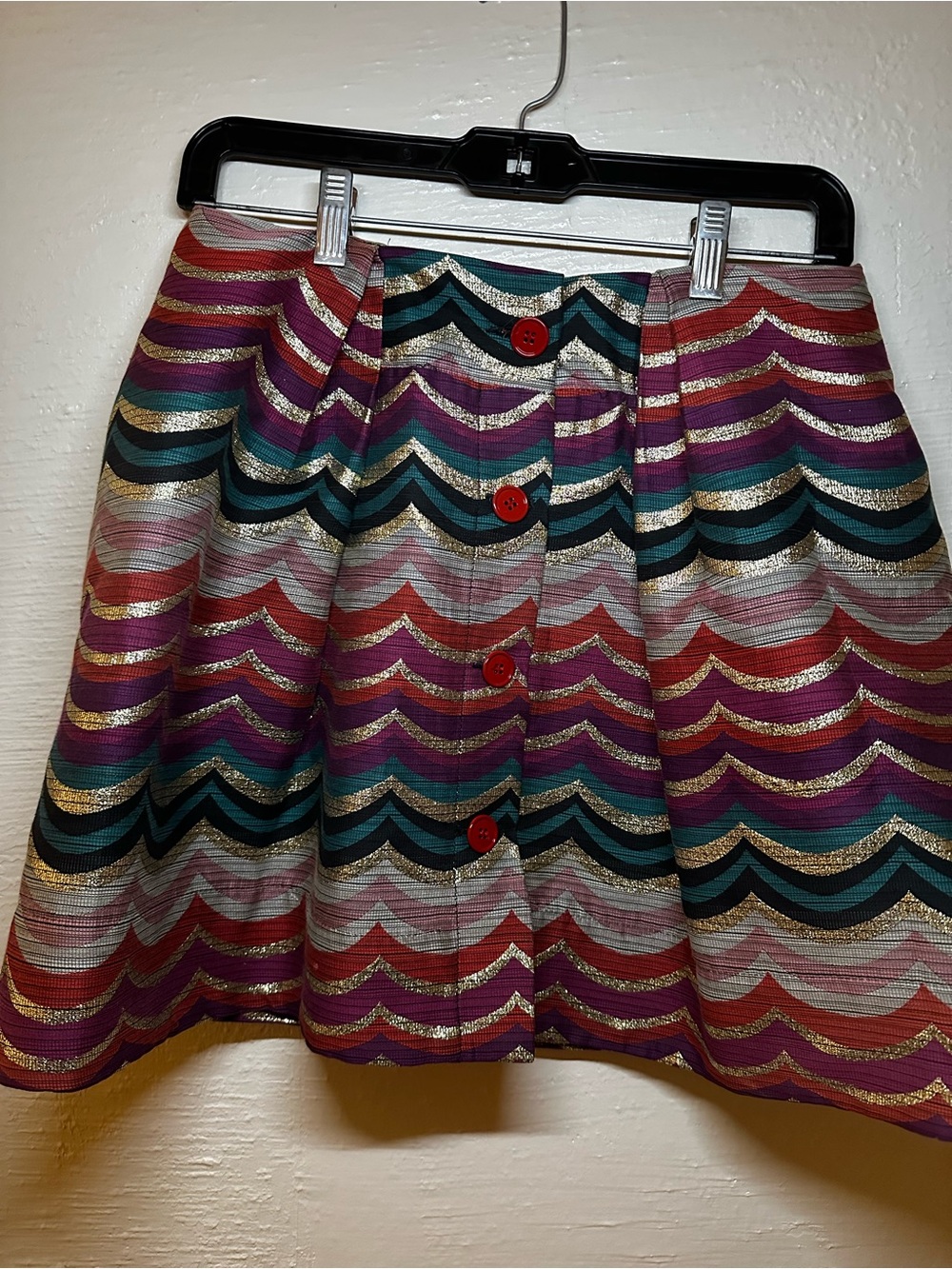 See By Chloé Multicolor Wave-Print Button Mini Skirt